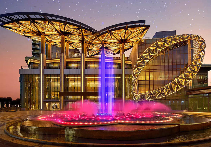 JIO World Centre illuminated exterior